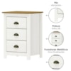 Cama Queen 2 Mesas de Cabeceira 3 Gavetas Madeira Taeda Branco Freijo Festra