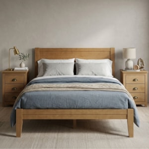 Cama Queen 2 Mesas de Cabeceira 3 Gavetas Madeira Taeda Freijo Festra