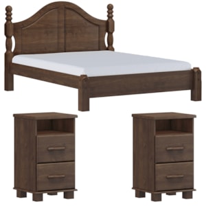 Cama Queen Classica 02 Mesas de Cabeceira Madeira Maciça Cafe Milani Store Cama Queen Classica 02 Mesas de Cabeceira Madeira Maciça Cafe Milani Store