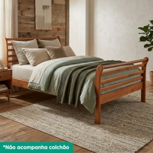 Cama Queen Madeira Macica Gonda 166 cm Peseira Alta Mogno Mell NATH