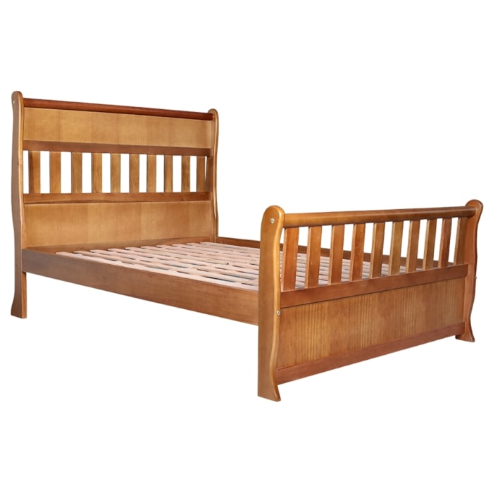 Cama Queen Madeira Macica Nalia 165 cm Pes Torneados Mogno Mell NATH