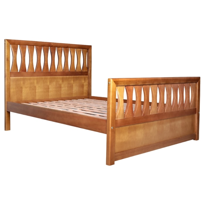 Cama Queen Madeira Macica Tuni 168 cm Ripas Usinadas Mogno Mell NATH