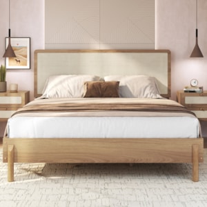 Cama Quenn Palhinha Oslo 27056 Pes Madeira 152 cm Hanover Artesano