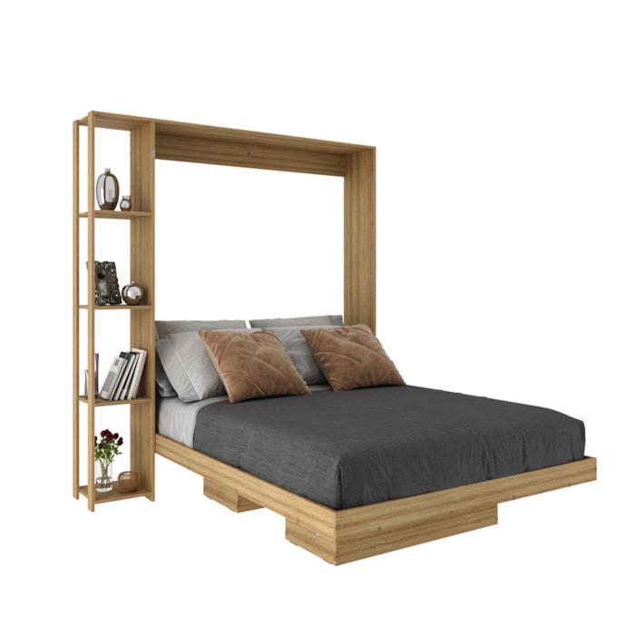 Cama Retratil De Parede Casal CM8014 Amendoa Tecno Mobili