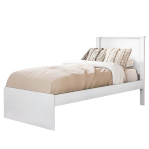 Cama Solteiro Barcelona Branco Branco Preto Tebar