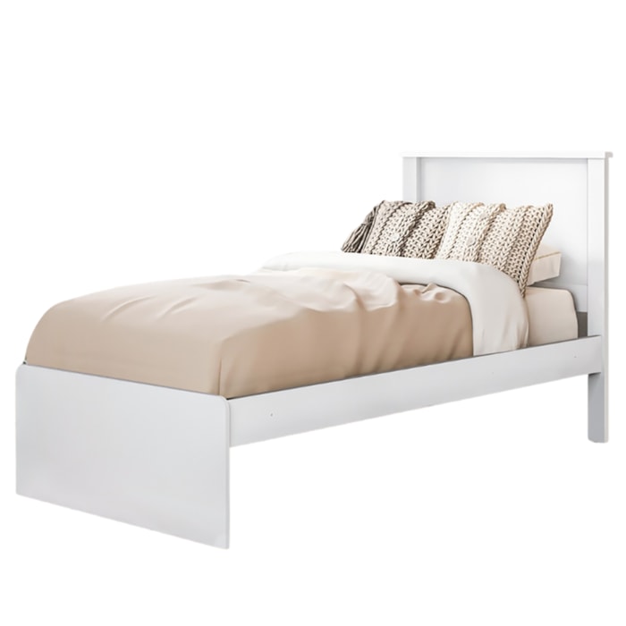 Cama Solteiro Barcelona Branco Branco Preto Tebar