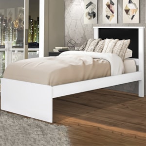 Cama Solteiro Barcelona Branco Branco Preto Tebar