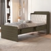 Cama Solteiro Bau 2 Gavetas MDF Tamires Capitone Castanho Bege Decmade