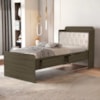 Cama Solteiro Bau 2 Gavetas MDF Tamires Capitone Castanho Bege Decmade