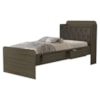 Cama Solteiro Bau 2 Gavetas MDF Tamires Capitone Castanho Nogal Decmade