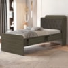 Cama Solteiro Bau 2 Gavetas MDF Tamires Capitone Castanho Nogal Decmade