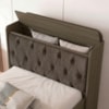 Cama Solteiro Bau 2 Gavetas MDF Tamires Capitone Castanho Nogal Decmade