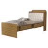 Cama Solteiro Bau 2 Gavetas MDF Tamires Capitone Nature Bege Decmade