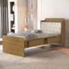 Cama Solteiro Bau 2 Gavetas MDF Tamires Capitone Nature Bege Decmade