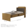 Cama Solteiro Bau 2 Gavetas MDF Tamires Capitone Nature Nogal Decmade