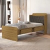 Cama Solteiro Bau 2 Gavetas MDF Tamires Capitone Nature Nogal Decmade