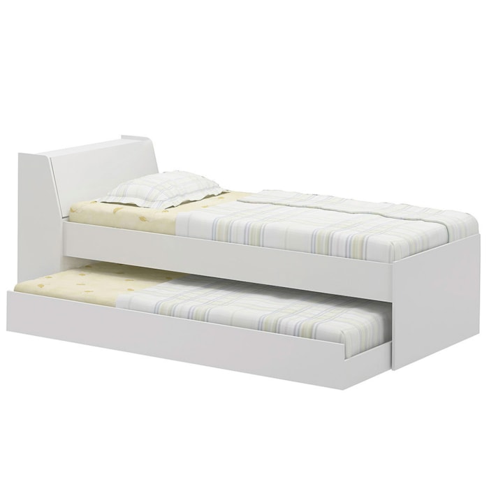 Cama Solteiro Bicama Cabeceira Bau 220x88 BB28 Branco Dtall