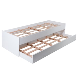Cama Solteiro Bicama Com Cama Auxiliar 194x83 CM20 Branco Dtall Cama Solteiro Bicama Com Cama Auxiliar 194x83 CM20 Branco Dtall