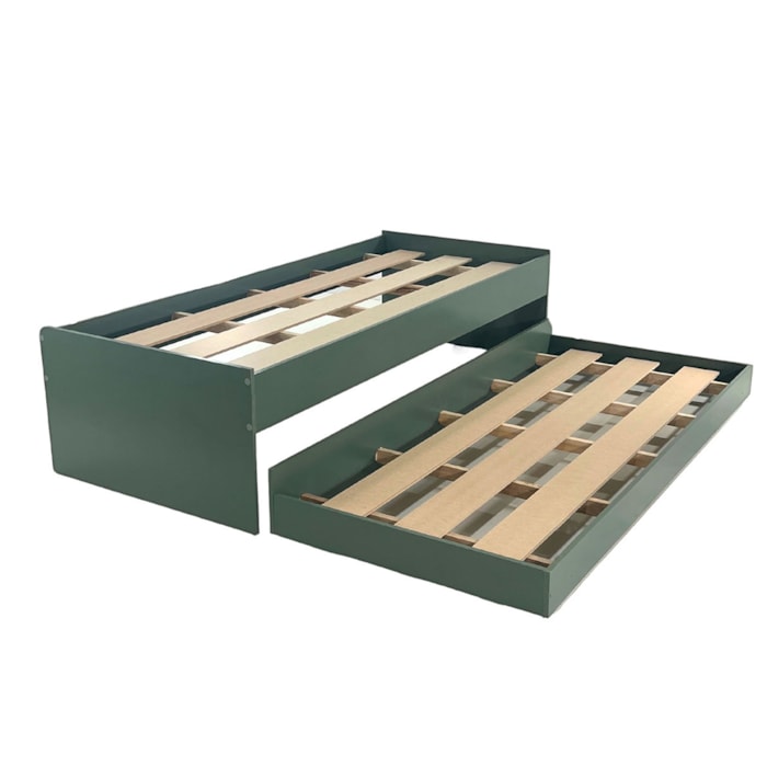 Cama Solteiro Bicama Com Cama Auxiliar 194x83 CM20 Verde Dtall