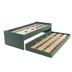 Cama Solteiro Bicama Com Cama Auxiliar 194x83 CM20 Verde Dtall Cama Solteiro Bicama Com Cama Auxiliar 194x83 CM20 Verde Dtall