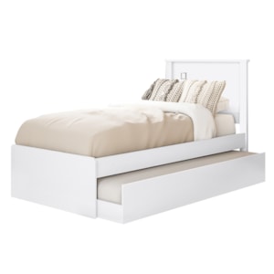 Cama Solteiro Com Auxiliar Barcelona Branco Branco Preto Tebar