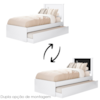 Cama Solteiro Com Auxiliar Barcelona Branco Branco Preto Tebar