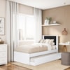Cama Solteiro Com Auxiliar Barcelona Branco Branco Preto Tebar