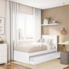 Cama Solteiro Com Auxiliar Barcelona Branco Branco Preto Tebar