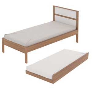Cama Solteiro Com Auxiliar CM8004 CM8008 QT7 Amendoa Branco Tecno Mobili Cama Solteiro Com Auxiliar CM8004 CM8008 QT7 Amendoa Branco Tecno Mobili