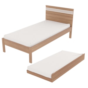 Cama Solteiro Com Auxiliar CM8010 CM8008 QT9 Amendoa Branco Tecno Mobili Cama Solteiro Com Auxiliar CM8010 CM8008 QT9 Amendoa Branco Tecno Mobili