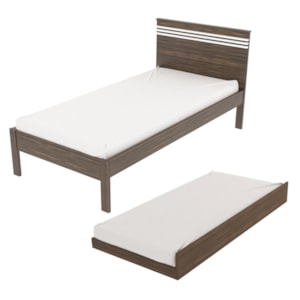 Cama Solteiro Com Auxiliar CM8010 CM8008 QT9 Nogal Branco Tecno Mobili Cama Solteiro Com Auxiliar CM8010 CM8008 QT9 Nogal Branco Tecno Mobili