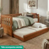 Cama Solteiro Com Cama Auxiliar Madeira Macica Reto Mogno Mell NATH