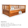 Cama Solteiro Com Cama Auxiliar Madeira Macica Reto Mogno Mell NATH