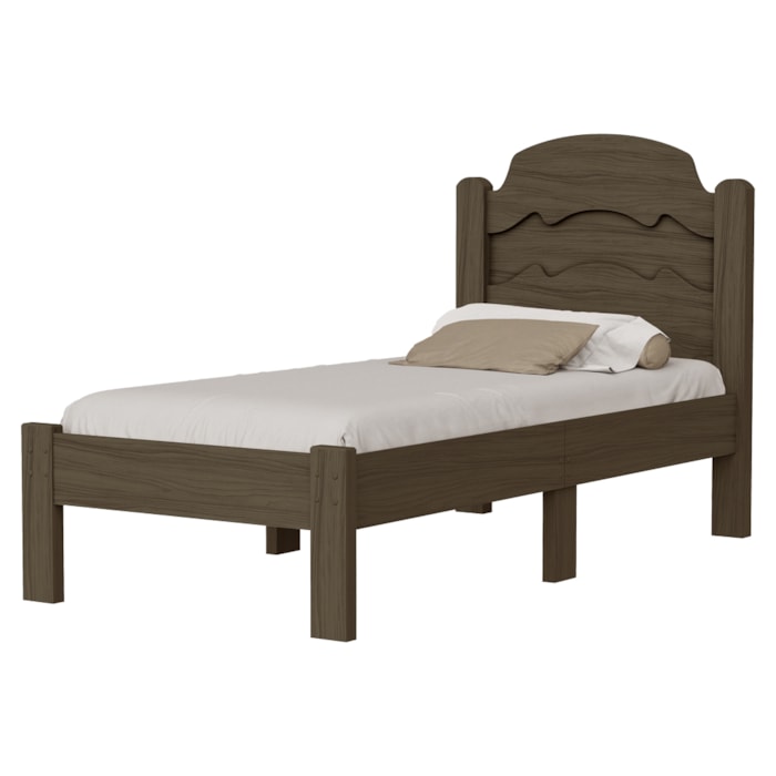Cama Solteiro Flex MDF 195X94 cm Iris Castanho Decmade