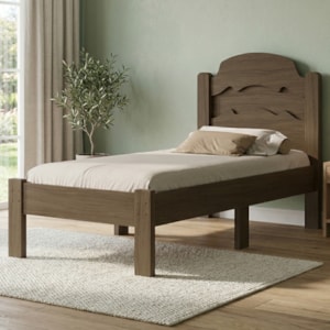 Cama Solteiro Flex MDF 195X94 cm Iris Castanho Decmade