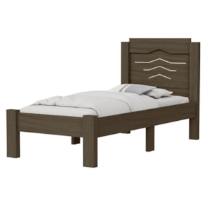Cama Solteiro MDF 195X94 cm Sofia Castanho Off Decmade