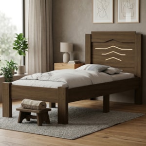 Cama Solteiro MDF 195X94 cm Sofia Castanho Off Decmade