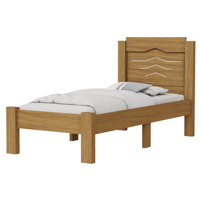 Cama Solteiro MDF 195X94 cm Sofia Nature Off Decmade