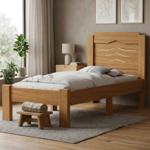 Cama Solteiro MDF 195X94 cm Sofia Nature Off Decmade