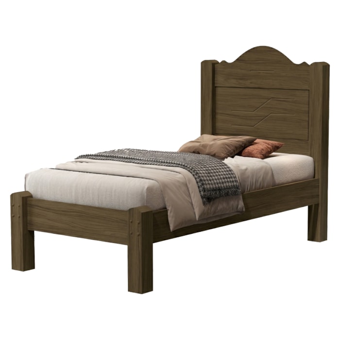 Cama Solteiro MDF 205X96 cm Thalia Castanho Decmade