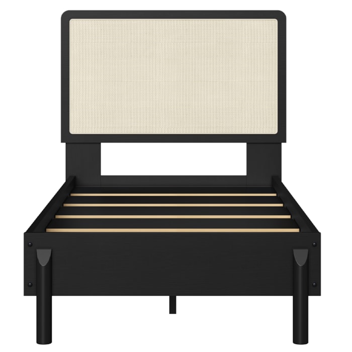 Cama Solteiro Palhinha Oslo 27058 Pes Madeira 102 cm Nero Artesano