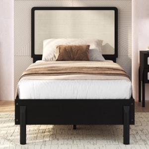 Cama Solteiro Palhinha Oslo 27058 Pes Madeira 102 cm Nero Artesano