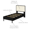 Cama Solteiro Palhinha Oslo 27058 Pes Madeira 102 cm Nero Artesano