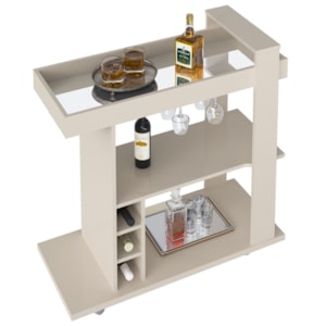 Carrinho Bar Com Rodízios 91 cm Tampo Espelhado Off White ARLY