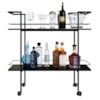 Carrinho Bar Industrial Com Rodizios P1036 Preto PP Milani Store