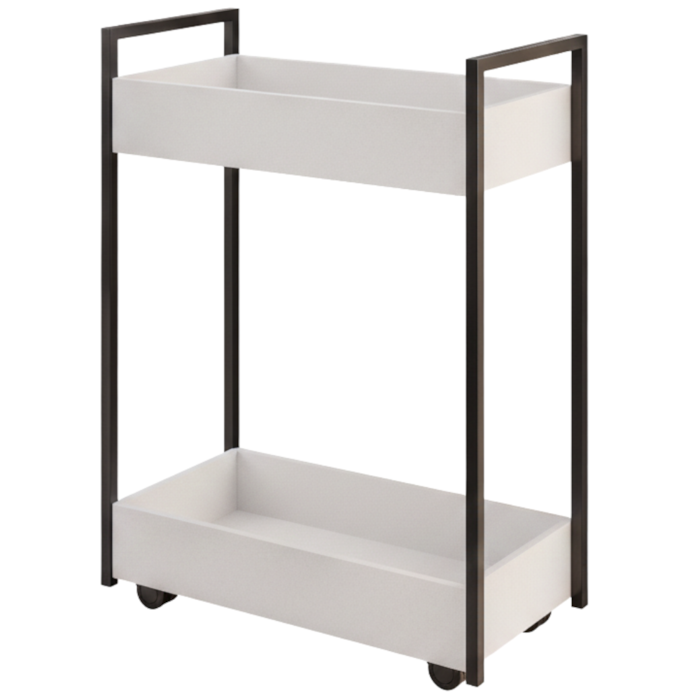 Carrinho Organizador Multiuso 2 Cestos BP 70 cm Lara Branco Eratto Moveis