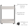 Carrinho Organizador Multiuso 2 Cestos BP 70 cm Lara Branco Eratto Moveis
