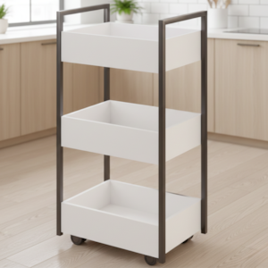 Carrinho Organizador Multiuso 3 Cestos BP 50 cm Lais Branco Eratto Moveis