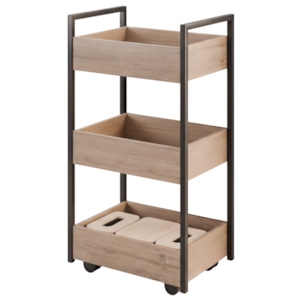 Carrinho Organizador Multiuso 3 Cestos BP Lais 50 cm Freijo Eratto Moveis