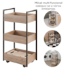 Carrinho Organizador Multiuso 3 Cestos BP Lais 50 cm Freijo Eratto Moveis